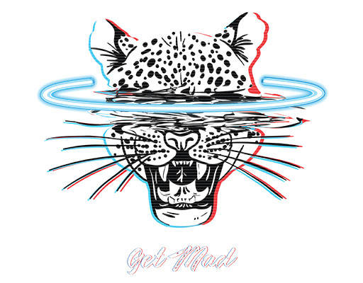 卡通豹子头像手绘卡通动物英文字母矢量手绘卡通动物