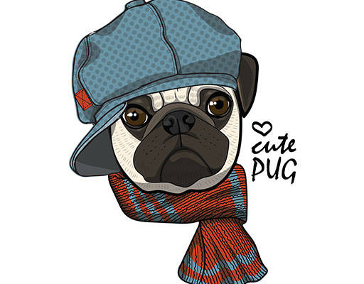 卡通小狗头像戴帽子的小狗哈巴狗头像可爱卡通动物