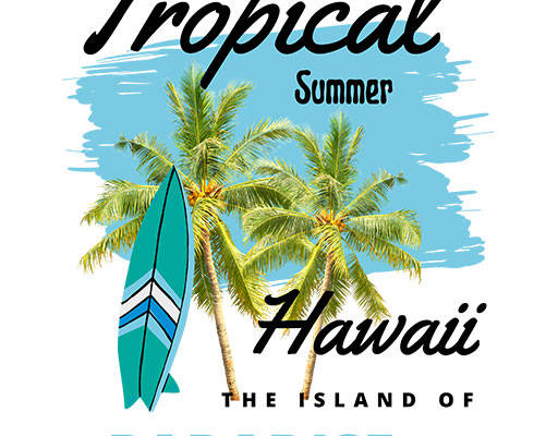 椰子树照片图案手写英文字母矢量滑板图案涂鸦背景树叶