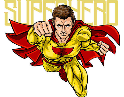 卡通超人矢量手绘卡通人物英文字母矢量超级英雄