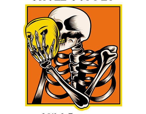 戴面具骷髅头矢量手绘卡通骷髅头英文字母矢量人物骨头