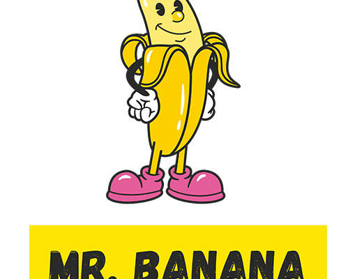 卡通香蕉图案手绘卡通水果英文字母矢量