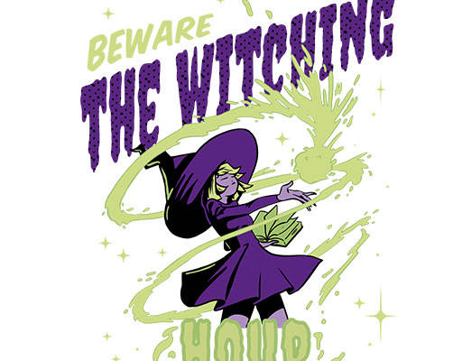 卡通女孩矢量手绘卡通人物巫师图案涂鸦英文字母