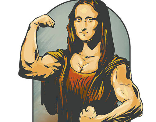 蒙娜丽莎图案手绘卡通人物手绘女人头像恶搞名画图案