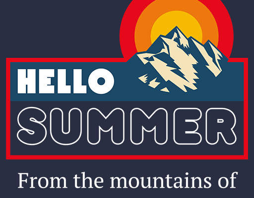 卡通山峰图案英文字母图案山峰剪影图案太阳