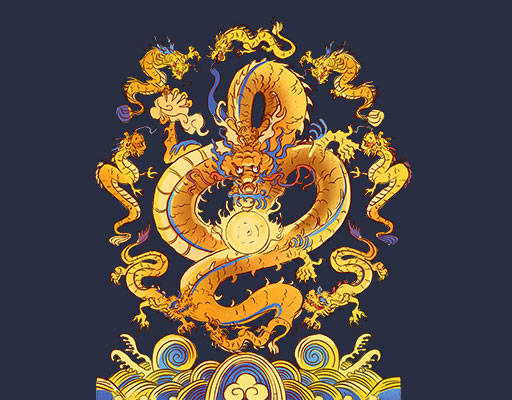 卡通动物图案中国图腾龙图案飞龙