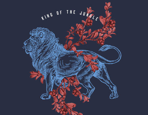 卡通狮子手绘卡通动物英文字母狮子线条植物图案