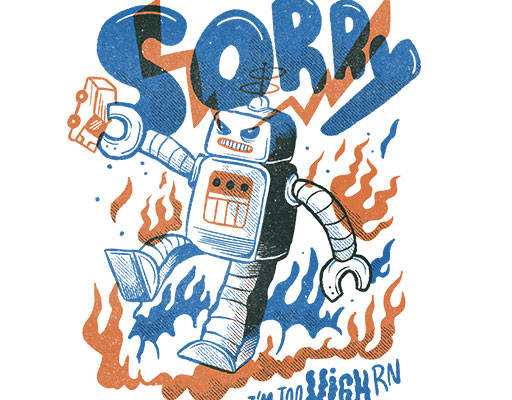 卡通机器人手绘卡通火焰图案手写英文字母