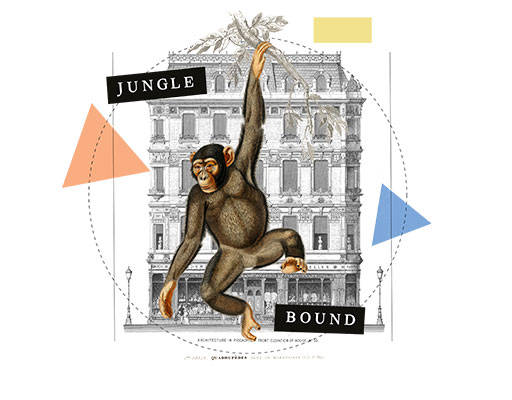 卡通猴子图案手绘卡通动物大猩猩图案建筑图案