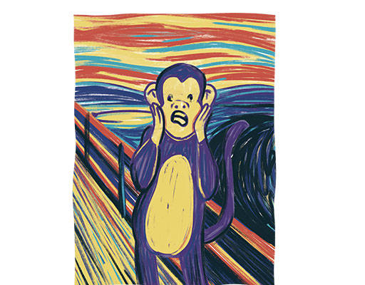 搞怪名画图案手绘呐喊图案梵高名画图案猴子图案