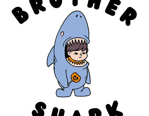 卡通鲨鱼矢量手绘卡通男孩手写英文字母矢量