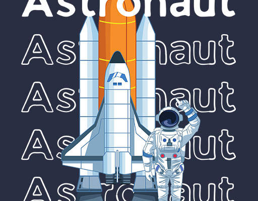 卡通宇宙飞船矢量手写英文字母矢量宇航员矢量