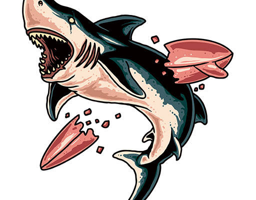 卡通鲨鱼矢量手绘卡通动物矢量滑板鲨鱼矢量简笔卡通动物鲸鱼