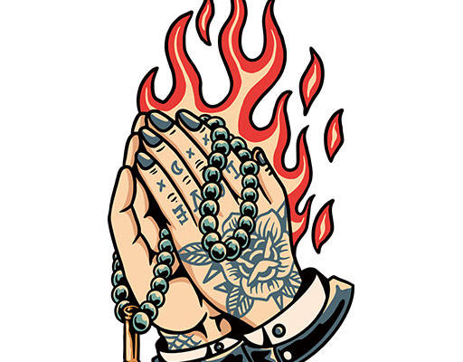 祈祷手势矢量火焰佛珠双手合十动作