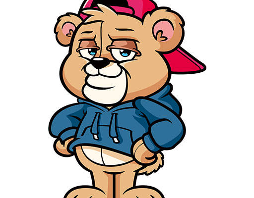 卡通小熊矢量简笔卡通动物戴帽子的小熊手绘小熊