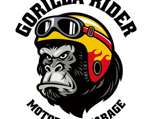 卡通猴子头像戴头盔的大猩猩头像手绘卡通动物英文字母矢量