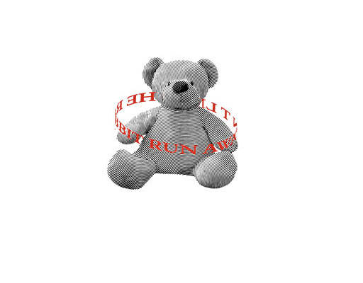 卡通小熊矢量手绘卡通简笔小熊3D立体小熊环绕英文字母矢量