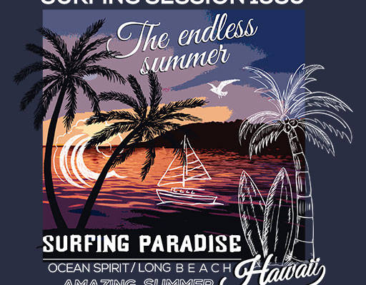 卡通椰子树矢量海浪矢量英文字母矢量