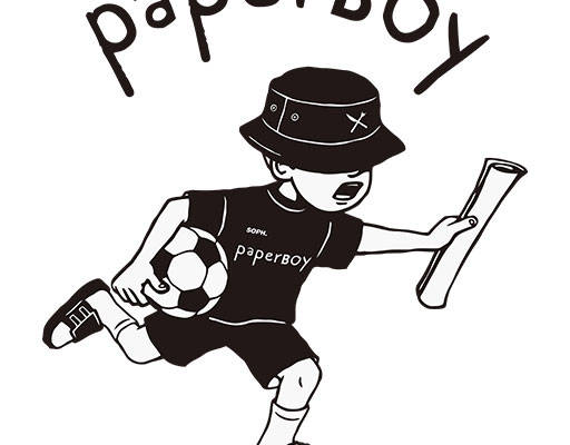 卡通人物矢量手绘卡通小男孩踢足球的男孩矢量paperboy矢量奔跑的男孩