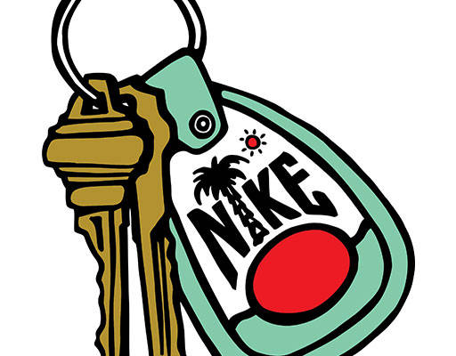 卡通钥匙扣矢量手绘卡通钥匙遥控钥匙nike钥匙