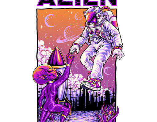 卡通宇航员矢量手绘卡通人物简笔卡通人物星球矢量外星人矢量