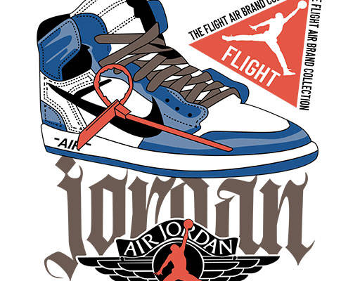 篮球鞋子矢量手绘卡通鞋子耐克鞋子乔丹logo矢量