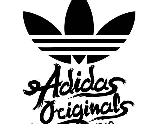 阿迪标志矢量三叶草图案手写英文字母