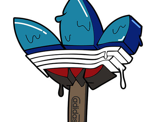 卡通雪糕矢量手绘阿迪立体图案冰淇淋阿迪雪糕三叶草雪糕