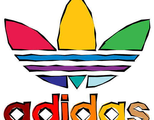 卡通英文字母矢量简笔adidas彩色三叶草图案阿迪图案