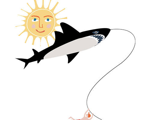 卡通人物图案风筝卡通鲨鱼放风筝的人鲨鱼风筝卡通太阳