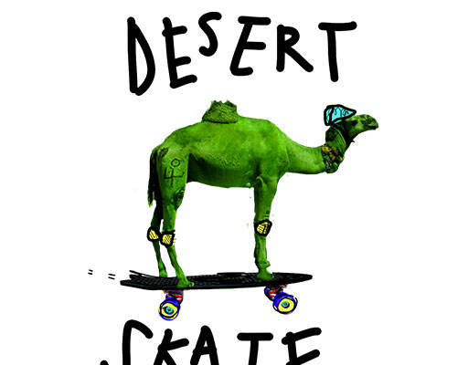 卡通骆驼图案手绘卡通动物滑板骆驼手写英文字母绿色骆驼