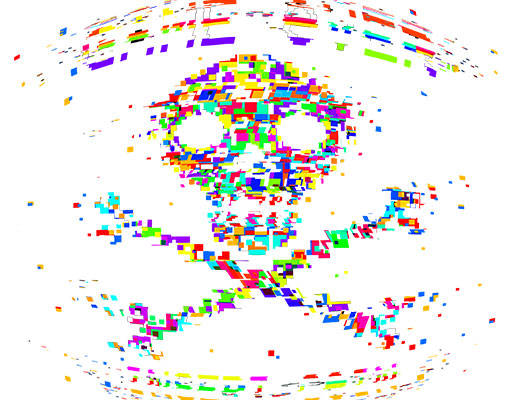 彩色骷颅头矢量马赛克骷颅头