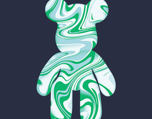 卡通小熊图案歪曲线条小熊剪影图案