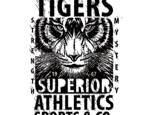 卡通老虎头像手绘卡通动物英文字母破碎老虎头