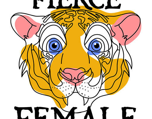 卡通动物头像彩色老虎线条矢量破碎英文字母