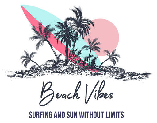 椰子树矢量手写英文字母矢量冲浪板图案太阳