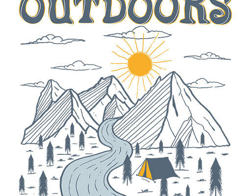 手绘风景矢量手写英文字母矢量山峰矢量河流图案树木