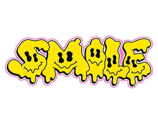 微笑表情矢量手绘卡通表情手写英文字母矢量