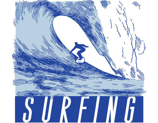 冲浪人物矢量人物剪影图案简约卡通矢量海浪海洋矢量