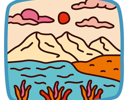 手绘山峰矢量卡通山峰风景矢量海洋