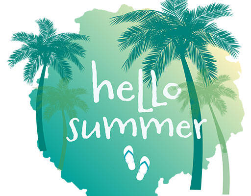 椰子树矢量树木矢量手绘树木手写英文字母拖鞋