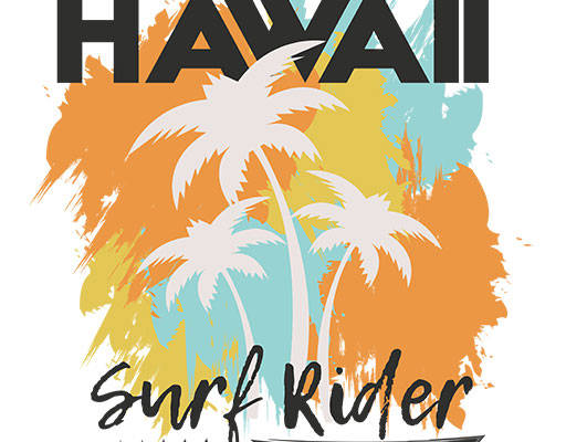 椰子树hi算了彩色树木手写英文字母矢量涂鸦图案