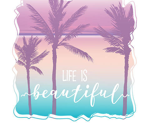 椰子树矢量手绘树木矢量手写英文字母矢量夏季图案