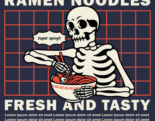 卡通骷颅头矢量手绘卡通人物骨头英文字母矢量