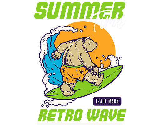 卡通小熊矢量手绘卡通动物英文字母矢量冲浪熊矢量