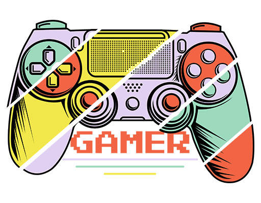 卡通游戏手柄矢量马赛克英文字母矢量简约卡通