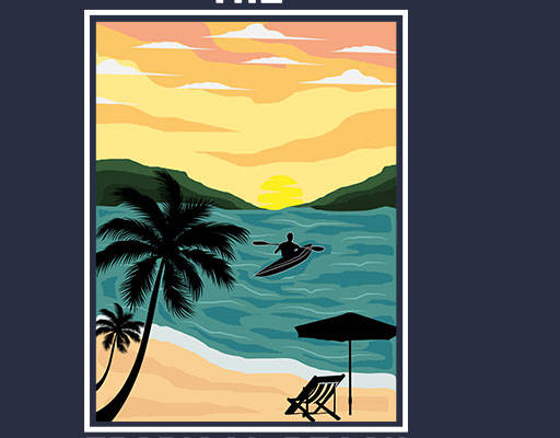 风景矢量海浪矢量风景图案划船人物海滩图案