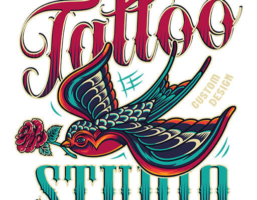 卡通燕子矢量手绘卡通动物彩色燕子图案鲜花玫瑰图案