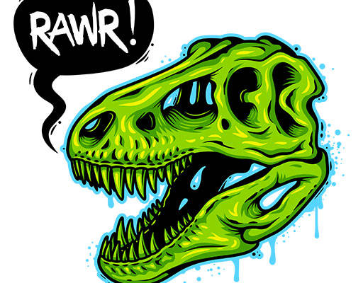 卡通恐龙头像恐龙头骨矢量手绘卡通动物头像恐龙头英文字母矢量