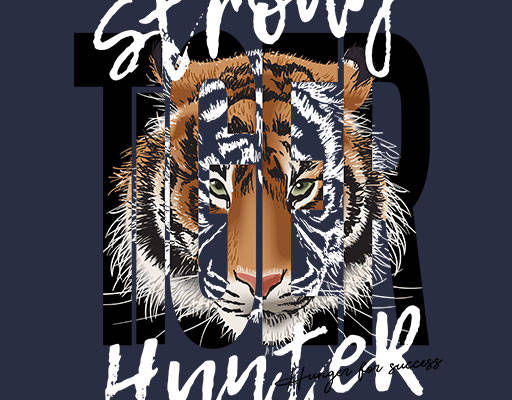 卡通老虎头像手绘老虎头手写英文字母矢量